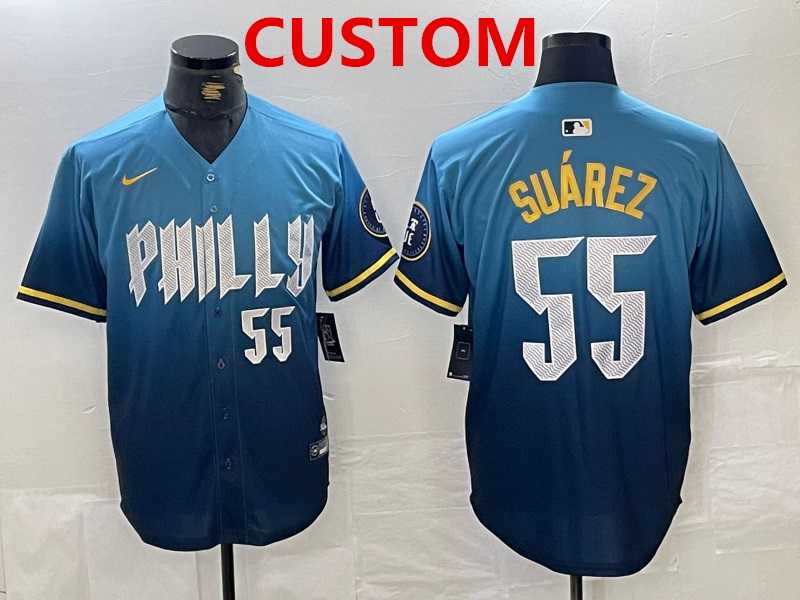Men%27s Philadelphia Phillies Custom Blue 2024 City Player Number Cool Base Jersey
